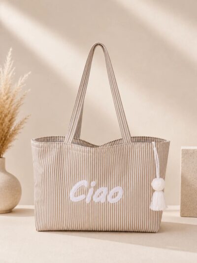 ByShir - beach bag beige/wit gestreept