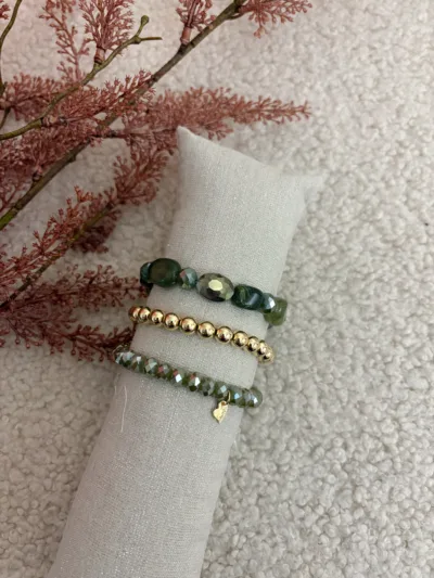 Armbandenset Olive & Gold