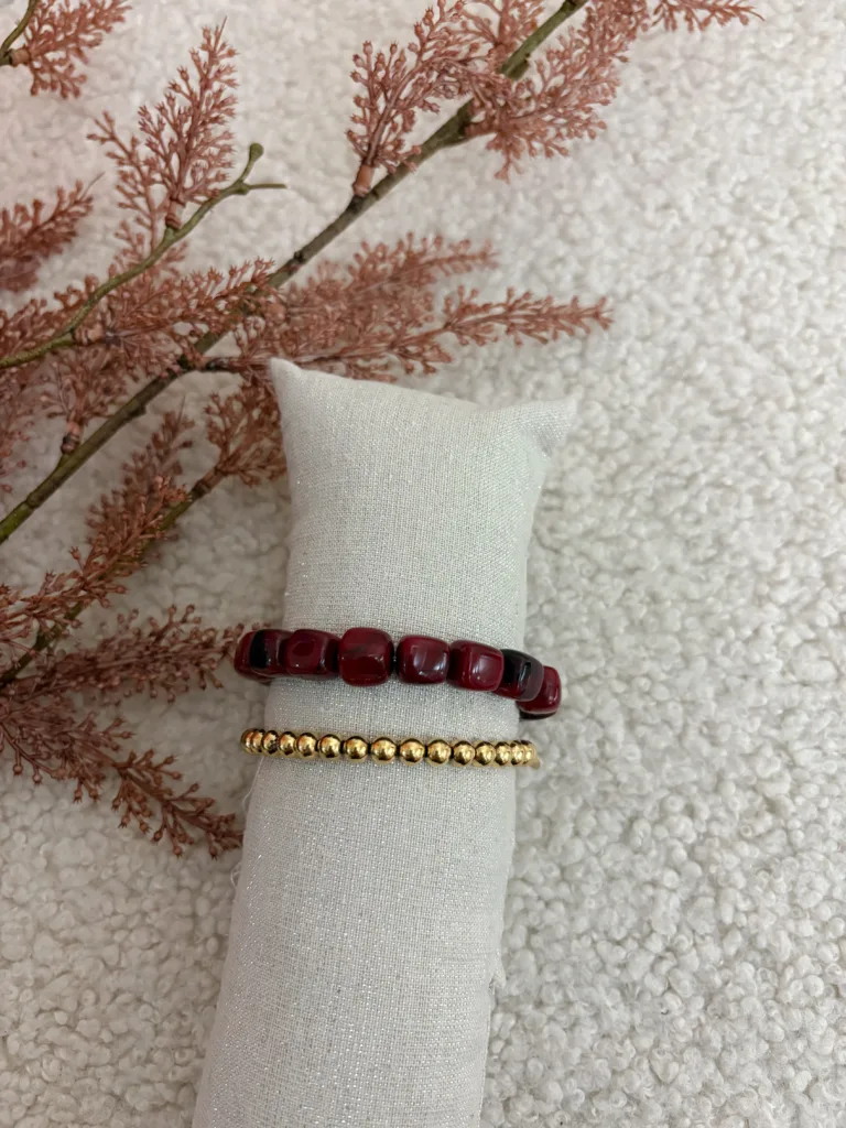 Armbanden set - Bordeaux & gold