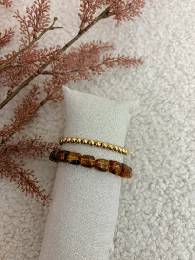 Armbanden set - brown & gold