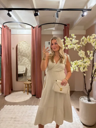 Mousseline maxi jurk - Beige