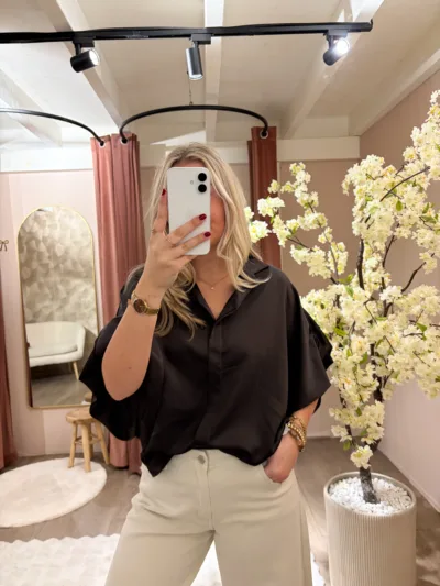 Jolie blouse bruin - satijn