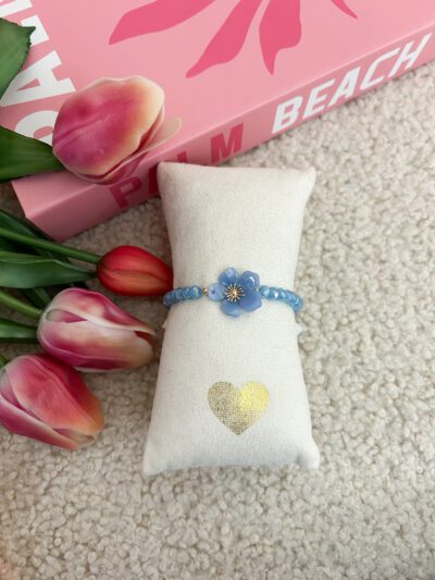 Bloem armbandje - Blauw
