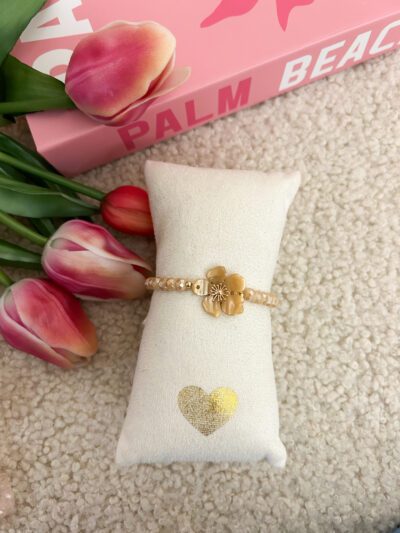 Bloem armbandje - Beige