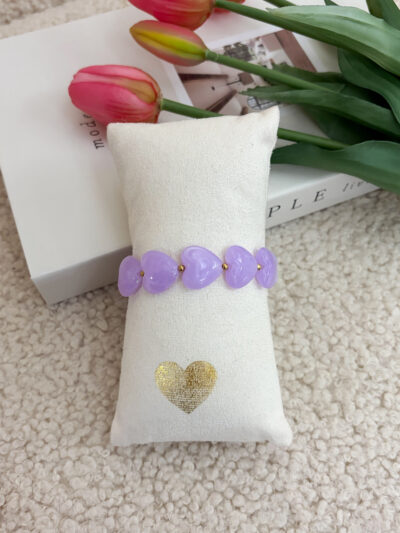 Hartjes armband - lila