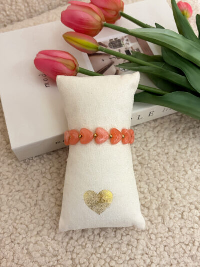 Hartjes kralenarmband - oranje