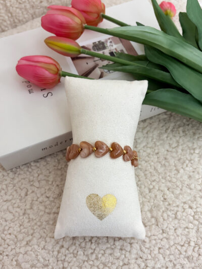 Hartjes kralenarmband - bruin