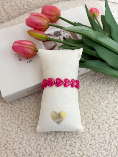 Hartjes armband - roze