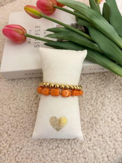Kralen armbandset  - oranje