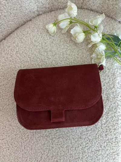 Suede tas - bordeaux rood