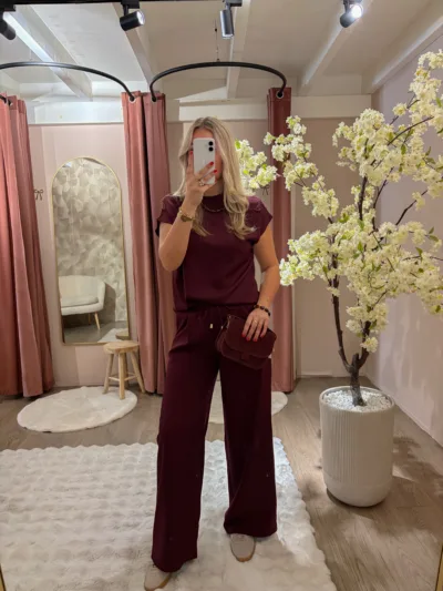 Wide leg Azzurro broek - bordeaux