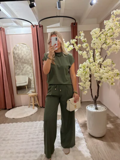 Wide leg broek azzurro - khaki