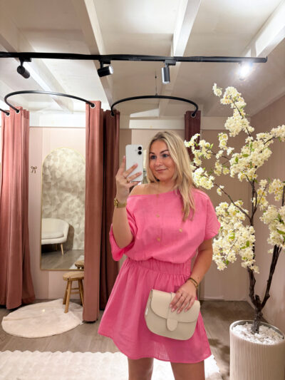 One shoulder dress - roze