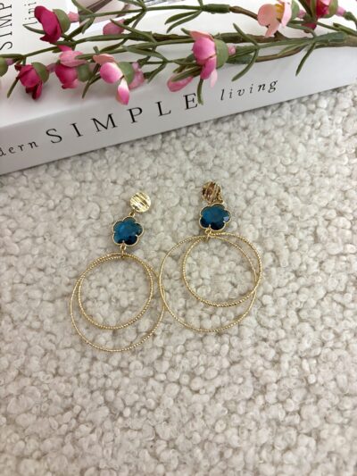Oorbellen - round blue