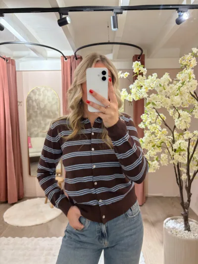 Brown stripe polo