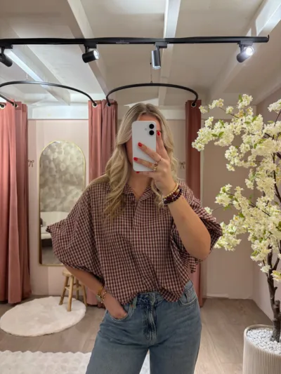Sofia blouse - geruit rood