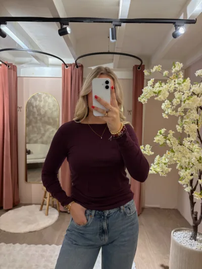 Basic azzurro top - Bordeaux