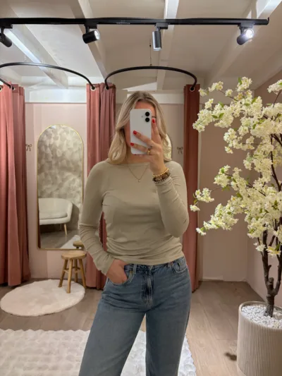 Basic azzurro top - beige
