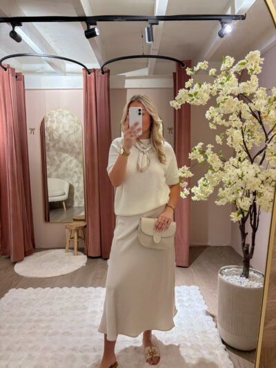Satin skirt - beige