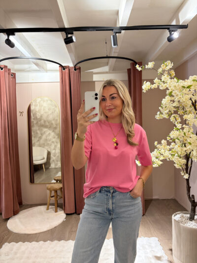 Basic tee azzurro - roze